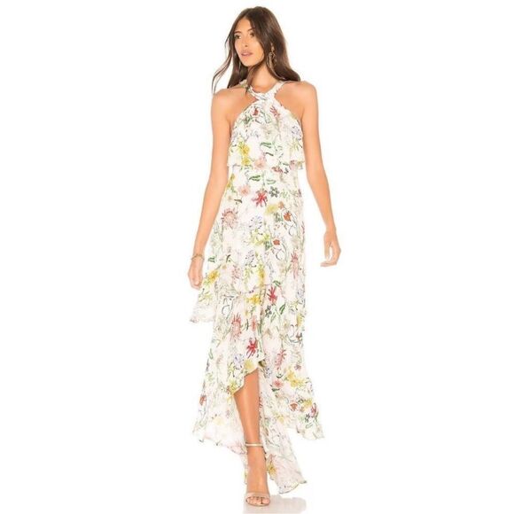 Parker fillipa sleeveless floral high low ruffled tiered maxi dress Size 4 NWT - Picture 1 of 15